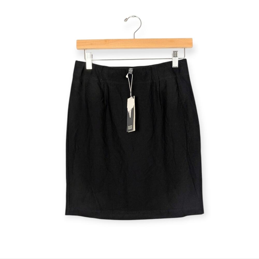 Eileen Fisher Pencil Skirt PS Black Knee Length Minimalist Career Classic NWT